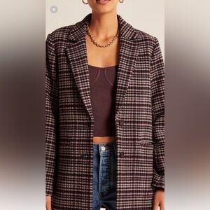 Abercrombie & Fitch Plaid Blazer in Brown and Black